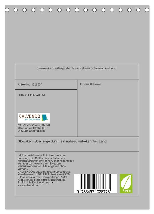 Produktbild: Slowakei - Streifz&uuml;ge durch ein nahezu unbekanntes Land (Tischkalender 2025 DIN A5 hoch), CALVENDO Monatskalender