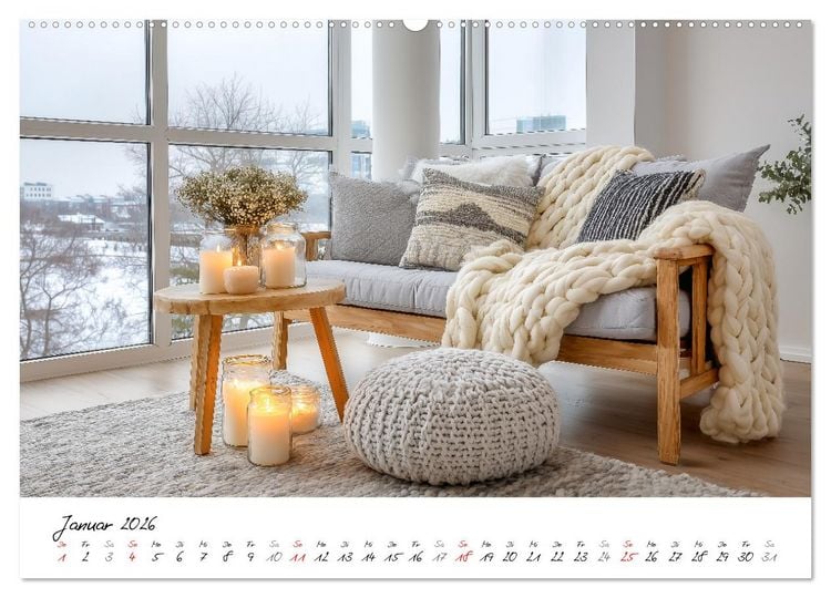 Produktbild: Scandi Interiors - Skandinavisches Wohngl&uuml;ck f&uuml;r Zuhause (hochwertiger Premium Wandkalender 2026 DIN A2 quer), Kunstdruck in Hochglanz