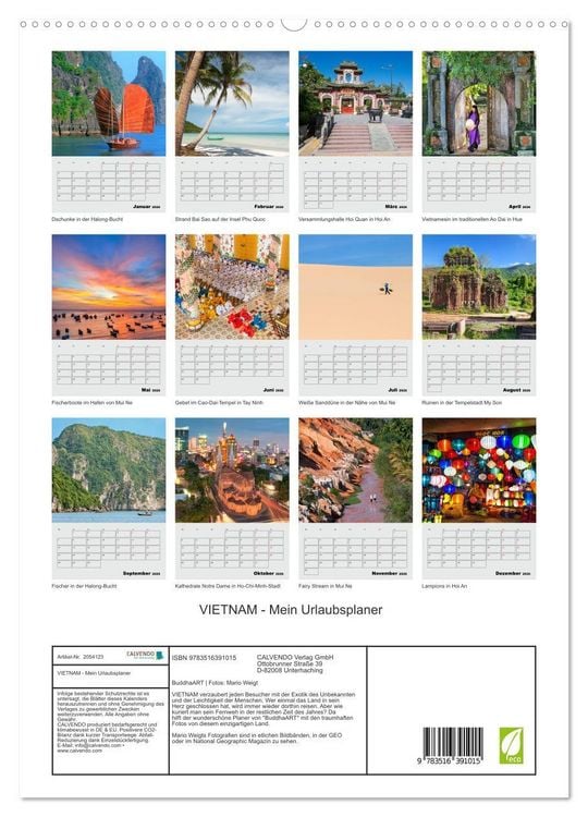 Produktbild: VIETNAM - Mein Urlaubsplaner (Wandkalender 2026 DIN A2 hoch), CALVENDO Monatskalender