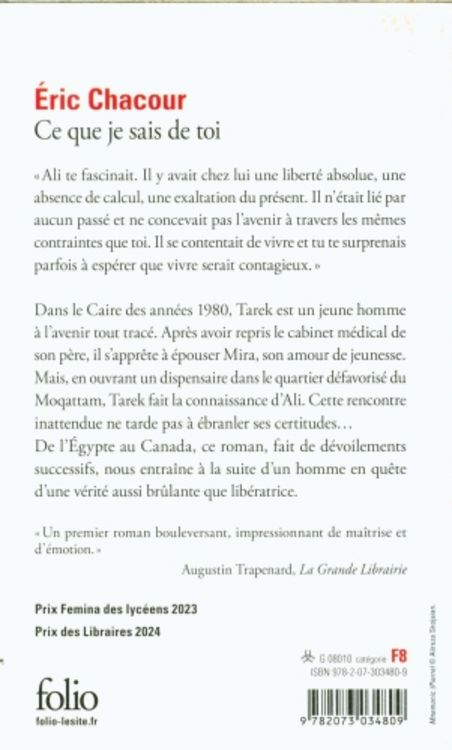 Produktbild: Ce que je sais de toi