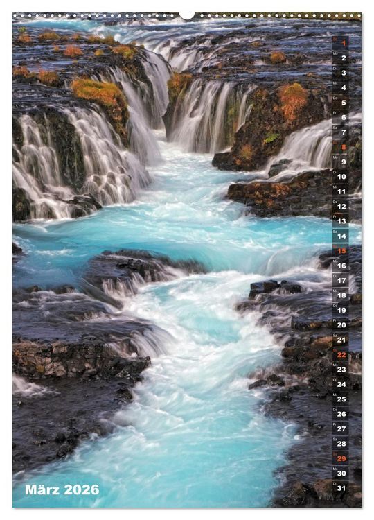 Produktbild: Wasserf&auml;lle auf Island (hochwertiger Premium Wandkalender 2026 DIN A2 hoch), Kunstdruck in Hochglanz