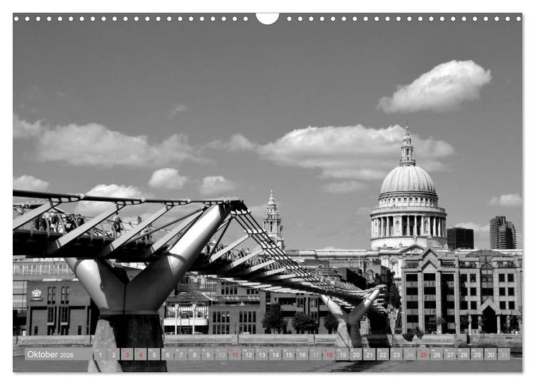 Produktbild: London in Schwarz-Wei&szlig; (Wandkalender 2026 DIN A3 quer), CALVENDO Monatskalender