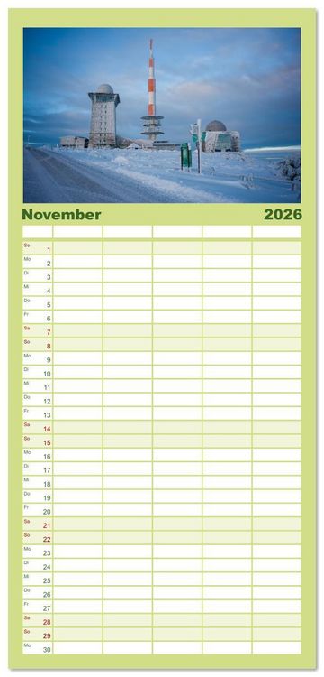 Produktbild: Familienplaner 2026 - Ohh, Du wundersch&ouml;ner Harz! mit 5 Spalten (Wandkalender, 21 x 45 cm) CALVENDO