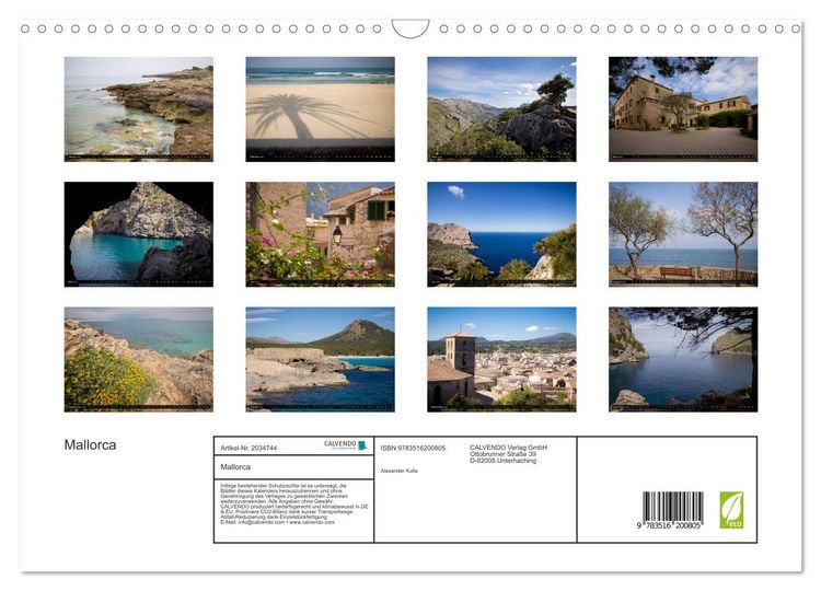 Produktbild: Mallorca (Wandkalender 2026 DIN A3 quer), CALVENDO Monatskalender