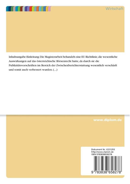 Produktbild: Die Zwischenberichtsrichtlinie 1982