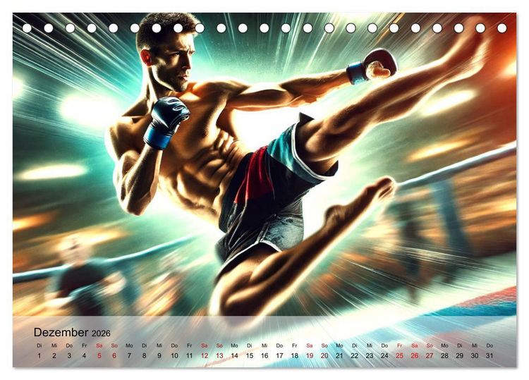 Produktbild: MMA Germany - Mixed Martial Arts Power (Tischkalender 2026 DIN A5 quer), CALVENDO Monatskalender