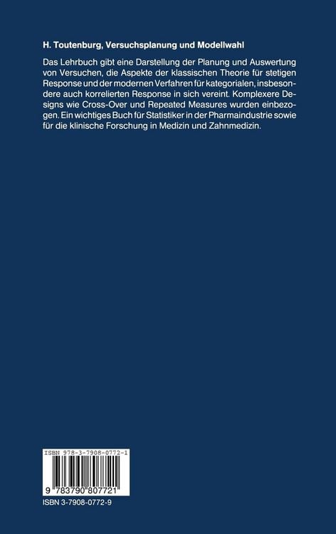 Produktbild: Versuchsplanung und Modellwahl
