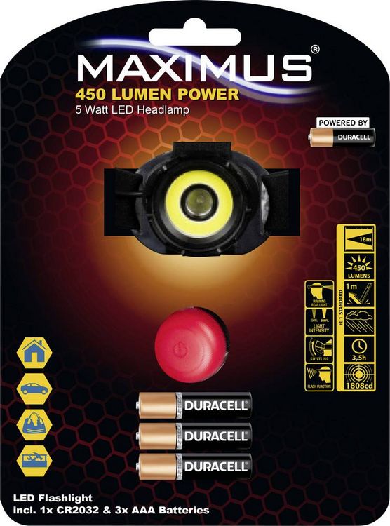 Produktbild: Maximus M-HDL-004-DU LED Stirnlampe 450lm 4h M-HDL-004-DU