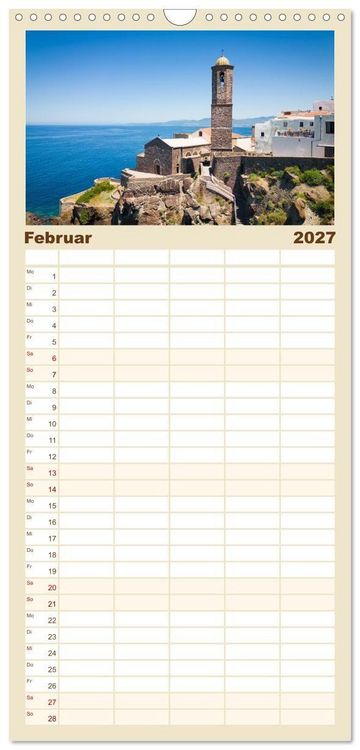 Produktbild: Familienplaner 2027 - Sardinien. Sch&ouml;ne Landschaften und bunte St&auml;dte. mit 5 Spalten (Wandkalender, 21 x 45 cm) CALVENDO