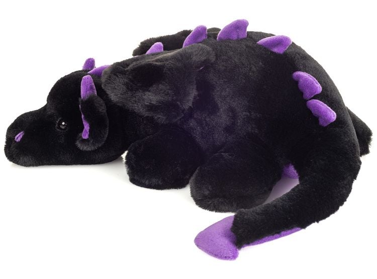 Produktbild: Teddy Hermann 94005 - Drache Logan liegend, schwarz-lila, Pl&uuml;sch, 32 cm