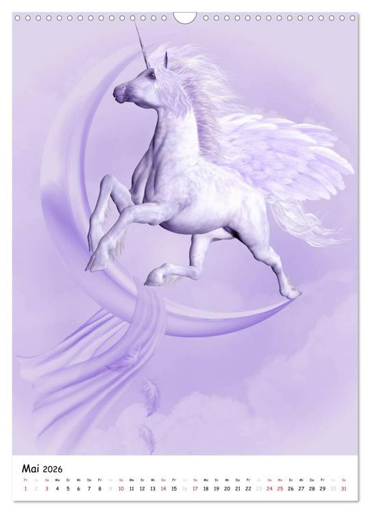 Produktbild: Einhorn und Pegasus (Wandkalender 2026 DIN A3 hoch), CALVENDO Monatskalender