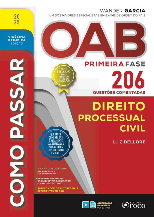 Produktbild: Como passar OAB primeira fase - 206 quest&otilde;es comentadas - Direito processual civil