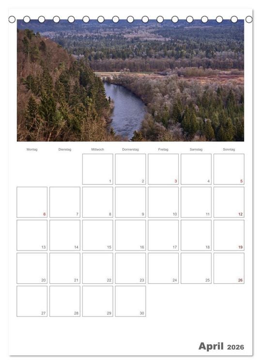Produktbild: Alpenfl&uuml;sse - Ammer, Isar, Lech und Loisach (Tischkalender 2026 DIN A5 hoch), CALVENDO Monatskalender