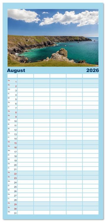 Produktbild: Familienplaner 2026 - Eine Reise durch S&uuml;dengland mit 5 Spalten (Wandkalender, 21 x 45 cm) CALVENDO