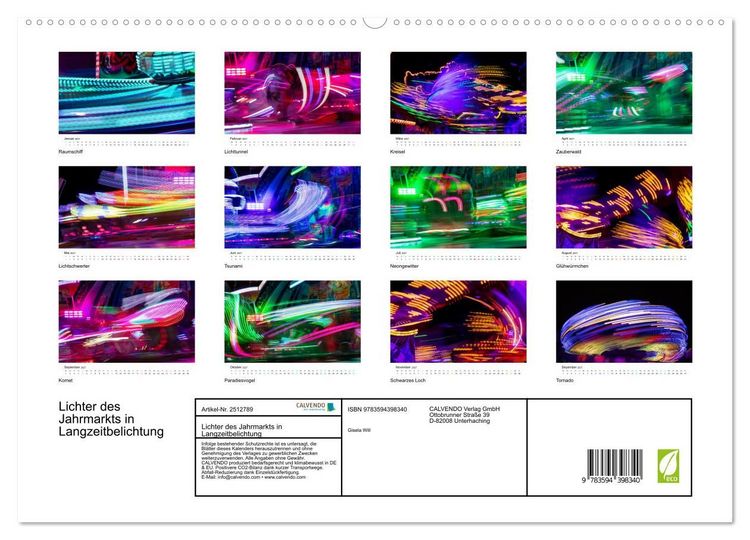 Produktbild: Lichter des Jahrmarkts in Langzeitbelichtung (hochwertiger Premium Wandkalender 2027 DIN A2 quer), Kunstdruck in Hochglanz