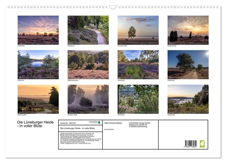 Produktbild: Die L&uuml;neburger Heide - In voller Bl&uuml;te (Wandkalender 2026 DIN A2 quer), CALVENDO Monatskalender