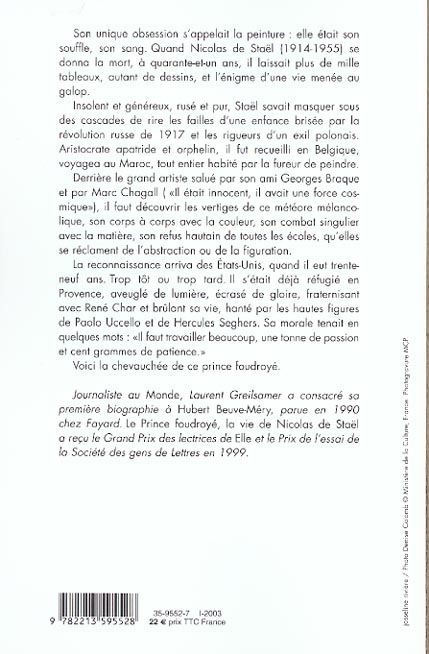 Produktbild: Le Prince Foudroye , la Vie de Nicolas de Stael (1914-1955)