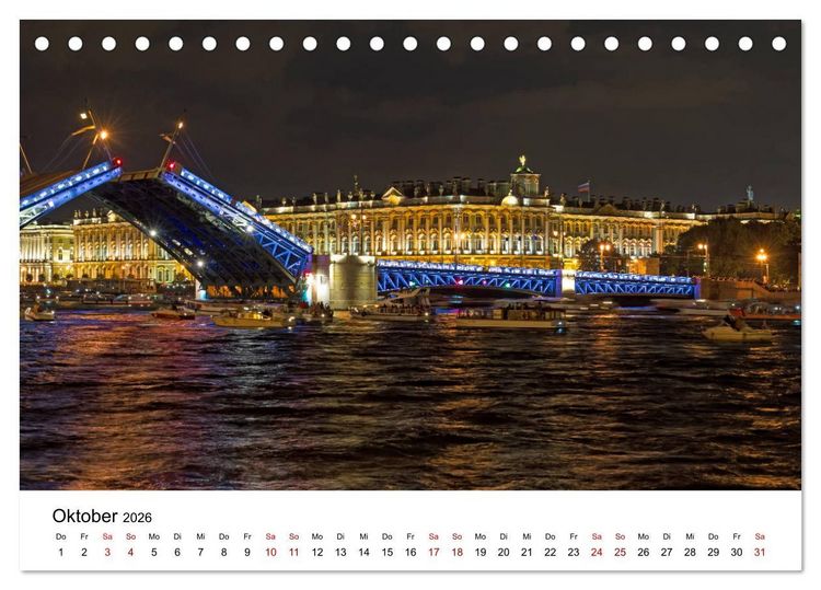 Produktbild: St. Petersburg bei Nacht (Tischkalender 2026 DIN A5 quer), CALVENDO Monatskalender