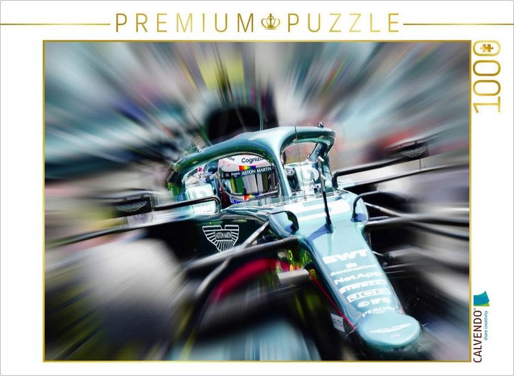 Produktbild: CALVENDO Puzzle Der viermalige Weltmeister Sebastian Vettel aus Deutschland startete 2021 erstmals f&uuml;r das britische Team Aston Martin. | 1000 Teile L