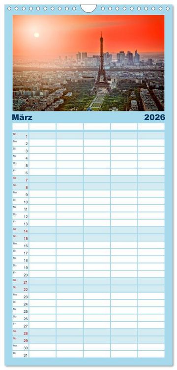 Produktbild: Familienplaner 2026 - Die 12 meistbesuchten St&auml;dte der Welt mit 5 Spalten (Wandkalender, 21 x 45 cm) CALVENDO