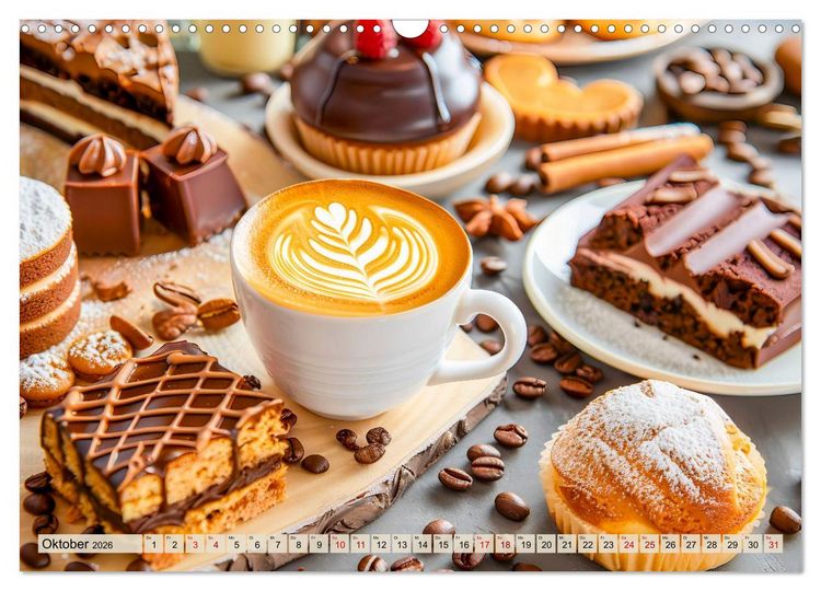 Produktbild: Cappuccino, Latte und mehr - Der gro&szlig;e Kaffeekalender (Wandkalender 2026 DIN A3 quer), CALVENDO Monatskalender