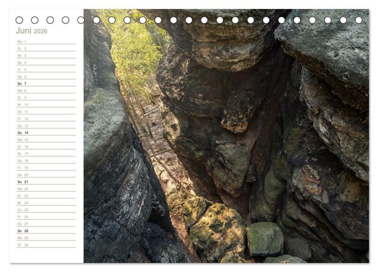 Produktbild: H&ouml;hlen, Grotten, Boofen - Elbsandstein (Tischkalender 2026 DIN A5 quer), CALVENDO Monatskalender