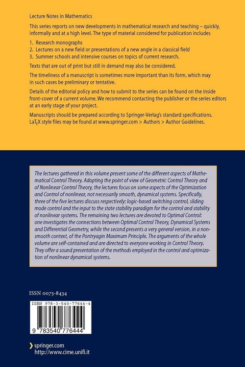Produktbild: Nonlinear and Optimal Control Theory