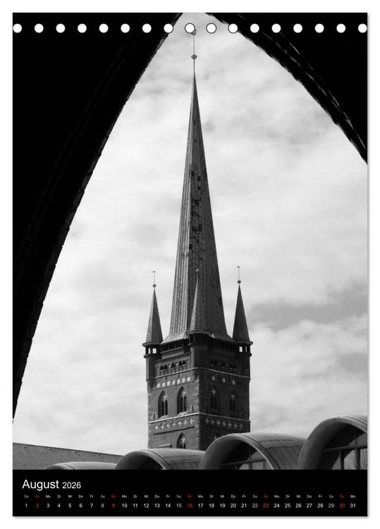 Produktbild: L&uuml;beck schwarz-wei&szlig; (Tischkalender 2026 DIN A5 hoch), CALVENDO Monatskalender