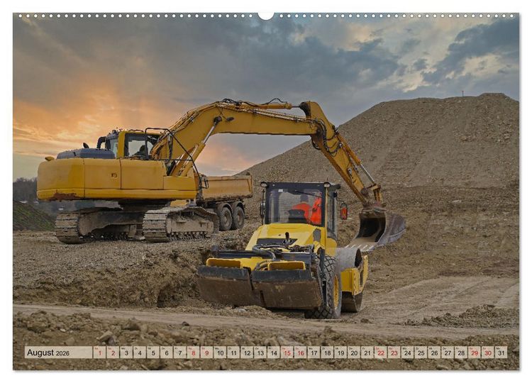 Produktbild: Bagger im Einsatz (Wandkalender 2026 DIN A2 quer), CALVENDO Monatskalender