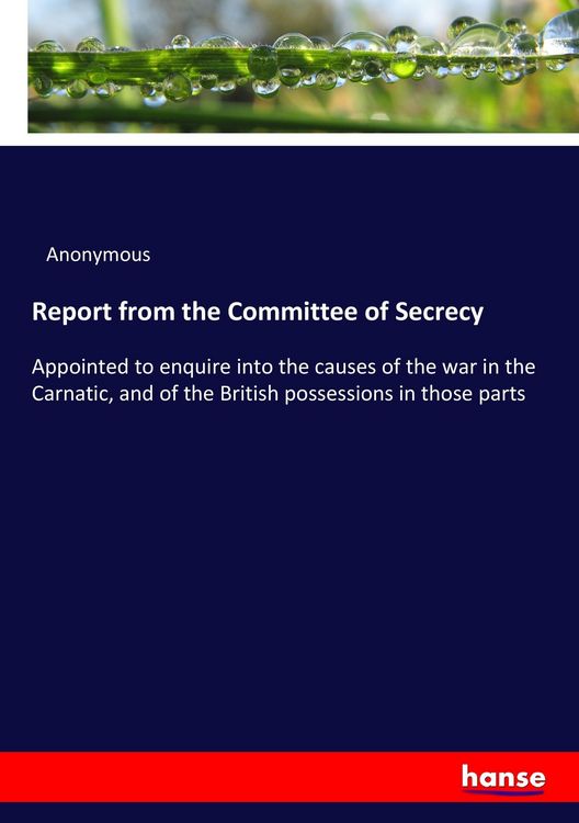 Produktbild: Report from the Committee of Secrecy
