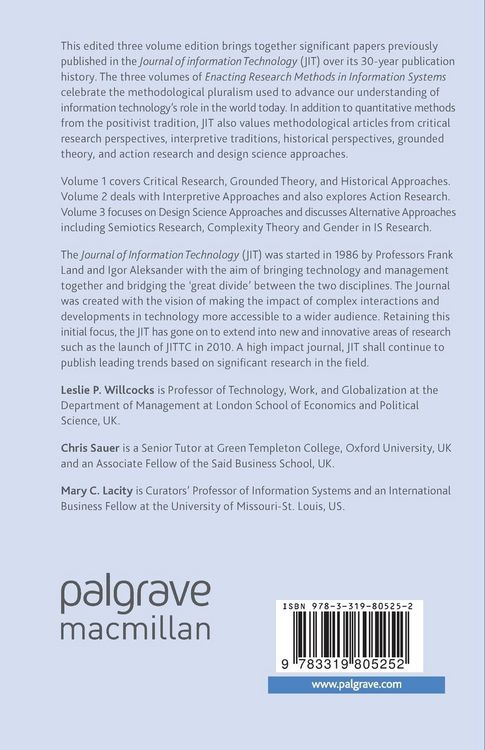 Produktbild: Enacting Research Methods in Information Systems: Volume 1