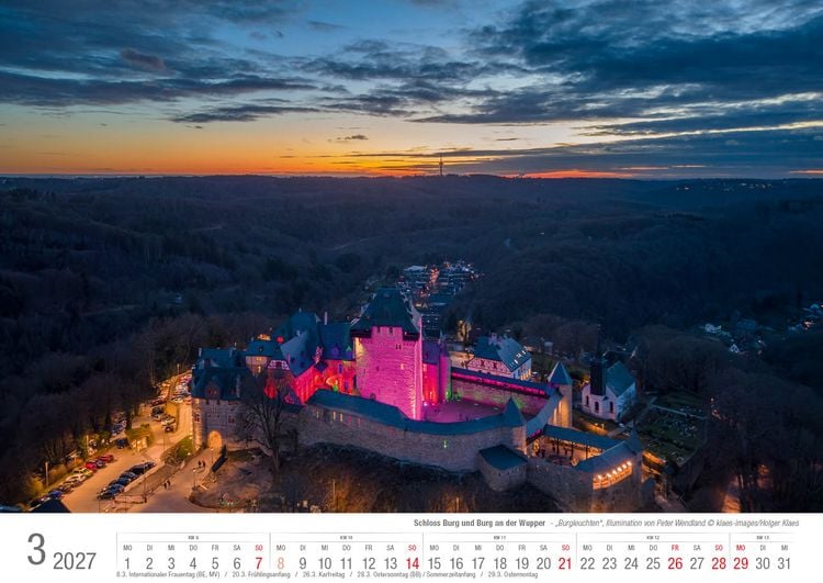 Produktbild: Schloss Burg und Burg an der Wupper 2027 Bildkalender A3 quer, spiralgebunden
