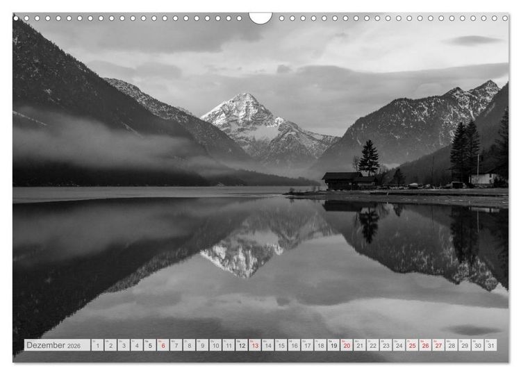 Produktbild: Bergpixels Schwarz-Wei&szlig;e Gebirgstr&auml;ume (Wandkalender 2026 DIN A3 quer), CALVENDO Monatskalender