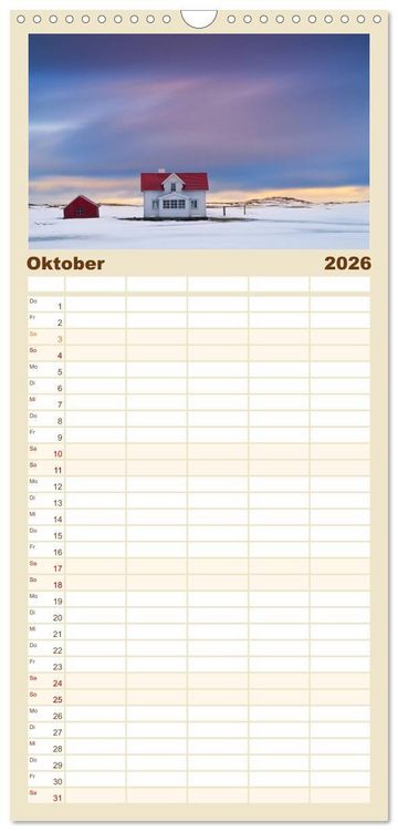 Produktbild: Familienplaner 2026 - Norwegen mit 5 Spalten (Wandkalender, 21 x 45 cm) CALVENDO