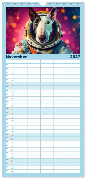 Produktbild: Familienplaner 2027 - Hunde im Weltall mit 5 Spalten (Wandkalender, 21 x 45 cm) CALVENDO