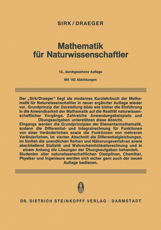 Produktbild: Mathematik f&uuml;r Naturwissenschaftler