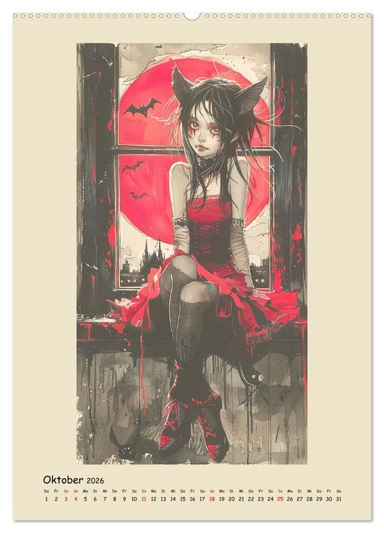 Produktbild: Gothic Punk Girls im k&uuml;nstlerischen Manga-Stil (Wandkalender 2026 DIN A2 hoch), CALVENDO Monatskalender