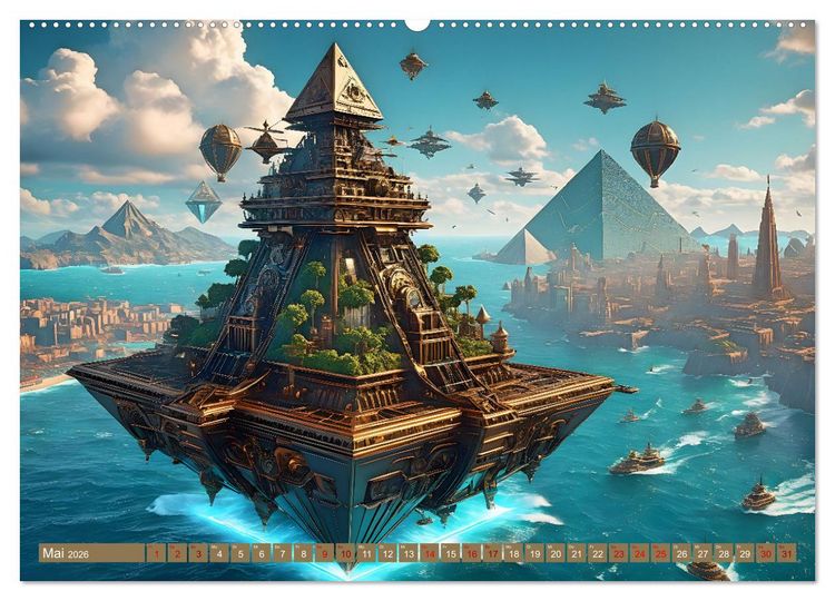 Produktbild: Steampunk Pyramidenwelt (hochwertiger Premium Wandkalender 2026 DIN A2 quer), Kunstdruck in Hochglanz