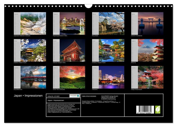 Produktbild: Japan &bull; Impressionen (Wandkalender 2026 DIN A3 quer), CALVENDO Monatskalender