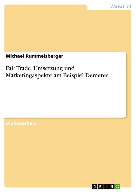 Produktbild: Fair Trade. Umsetzung und Marketingaspekte am Beispiel Demeter
