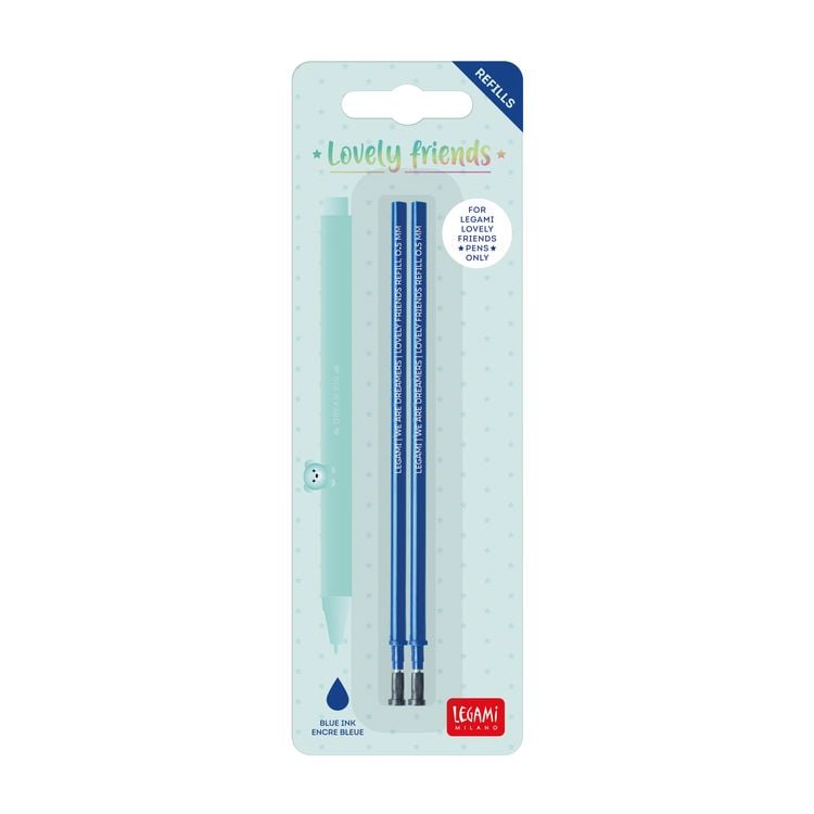 Produktbild: Legami 2 Set mit 2 Ersatzpatronen f&uuml;r Gelstift - Lovely Friends - Blau