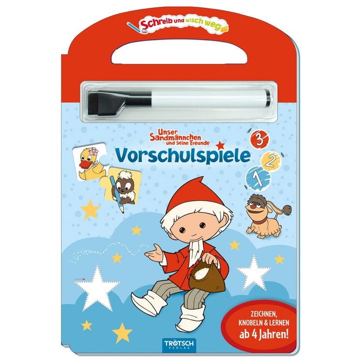 Produktbild: Tr&ouml;tsch Unser kleines Sandm&auml;nnchen Schreib und wisch weg Vorschulspiele Sandmann Pappenbuch
