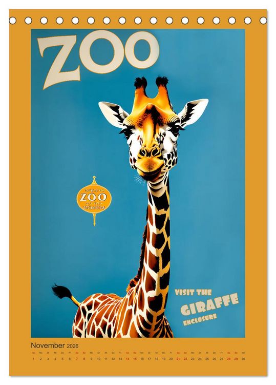 Produktbild: Zoo Vintage-Poster (Tischkalender 2026 DIN A5 hoch), CALVENDO Monatskalender