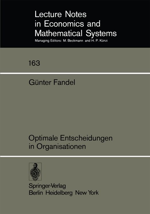 Produktbild: Optimale Entscheidungen in Organisationen