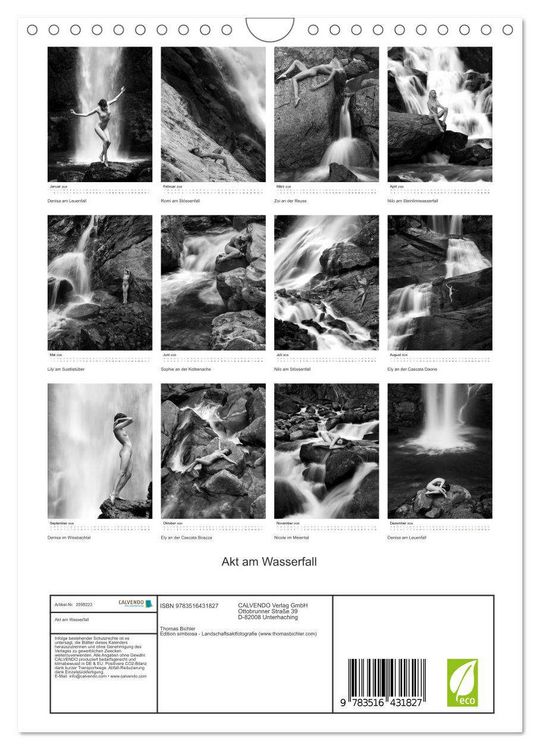 Produktbild: Akt am Wasserfall (Wandkalender 2026 DIN A4 hoch), CALVENDO Monatskalender