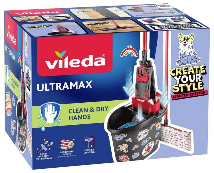 Produktbild: Vileda 183753 ULTRAMAX MY STYLE Box - Dirt is Good Bodenwischer-Set Anthrazit, Rot 1St.