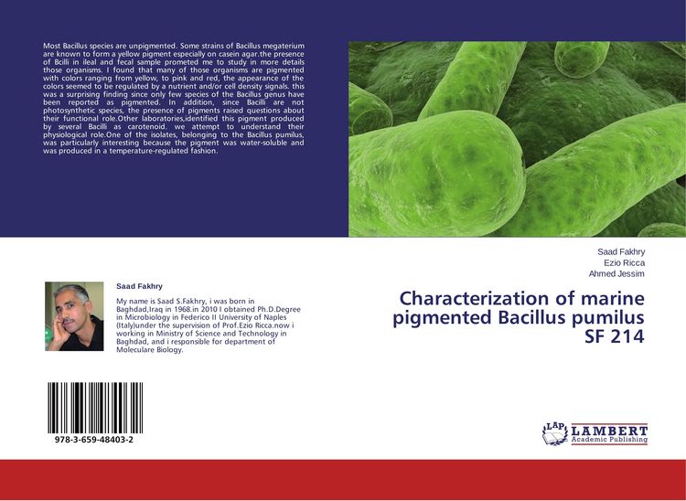 Produktbild: Characterization of marine pigmented Bacillus pumilus SF 214