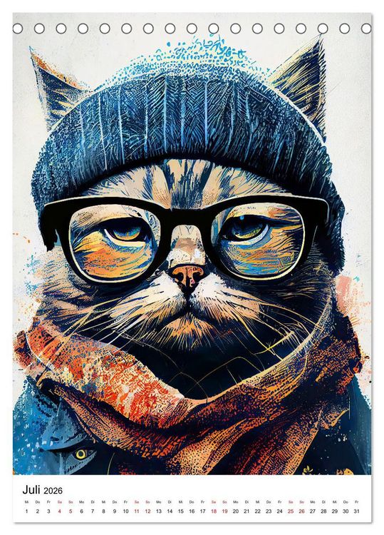 Produktbild: Hipster Katzen (Tischkalender 2026 DIN A5 hoch), CALVENDO Monatskalender
