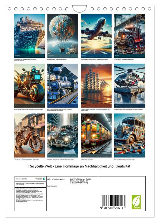Produktbild: Recycelte Welt - Eine Hommage an Nachhaltigkeit und Kreativit&auml;t (Wandkalender 2026 DIN A4 hoch), CALVENDO Monatskalender