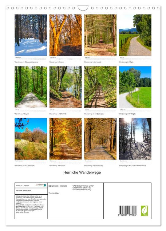Produktbild: Herrliche Wanderwege (Wandkalender 2026 DIN A3 hoch), CALVENDO Monatskalender